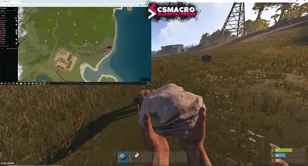 Browser based Rust Radar running inside the Steam in-game browser