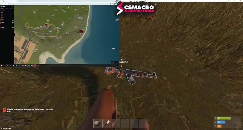 Rust loot radar showing crates vehicles ores and world entities