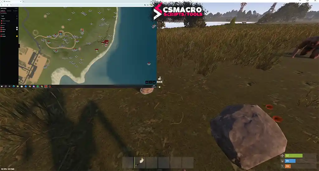 Rust Radar player list showing distance Steam avatar and held item